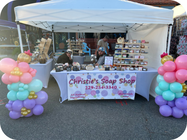 Christie's Soap Shop booth at market